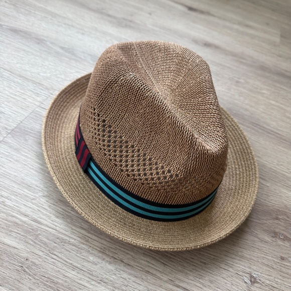 Bailey Berle Men's Straw Fedora Crochet Toyo Beige Tan Hat Size Large NEW - Picture 8 of 9